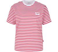 Rundhalsshirt JOOP JEANS "Teele", Damen, Gr. L, rot (dunkelrot), Single Jersey, Obermaterial: 100% Baumwolle, gemustert, gestreift, mehrfarbig, Rundhals, abgesteppte Kante, Shirts Rundhalsshirt, mit S