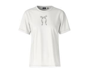Rundhalsshirt JOOP "Tamme", Damen, Gr. 40, ecru, Jersey, Obermaterial: 100% Baumwolle, unifarben, normal, Rundhals, Shirts Rundhalsshirt, mit Glitzerschleife (22636628-40) ecru