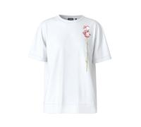 Rundhalsshirt JOOP "Tate", Damen, Gr. 38, weiß, Jersey, Obermaterial: 100% Baumwolle, unifarben mit Farbeinsatz, normal normal, Rundhals, Shirts Rundhalsshirt, mit Blumenprint (33080942-38) weiß