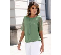 Rundhalsshirt LADY "Spitzen-Shirt", Damen, Gr. 48, grün (eucalyptus), 95% Viskose, 5% Elasthan, unifarben, Rundhals, Shirts Rundhalsshirt (74109952-48) eucalyptus