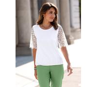 Rundhalsshirt LADY "Spitzen-Shirt", Damen, Gr. 54, weiß, 95% Viskose, 5% Elasthan, unifarben, Rundhals, Shirts Rundhalsshirt (29129865-54) weiß
