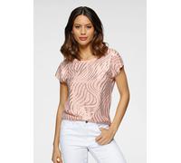 Rundhalsshirt LAURA SCOTT, Damen, Gr. 36, rosa, Single Jersey, Obermaterial: 95% Viskose, 5% Elasthan, bedruckt, gemustert, metallic, unifarben, figurumspielend hüftbedeckend, Rundhals, angeschnitten,