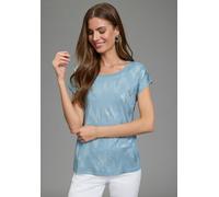 Rundhalsshirt LAURA SCOTT, Damen, Gr. 40/42, grün, Single Jersey, Obermaterial: 95% Viskose, 5% Elasthan, Glitzermuster, figurumspielend hüftbedeckend, Rundhals, angeschnitten, Shirts Rundhalsshirt, f