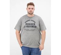 Rundhalsshirt LERROS "Baumwoll-T-Shirt mit lässigem Logo-Print in großen Größen", Herren, Gr. 3XL, grau (platinum grau melange), 100% Baumwolle, Rundhals, Shirts Rundhalsshirt (54370142-XXXL) platinum