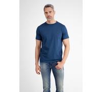 Rundhalsshirt LERROS, Herren, Gr. 3XL, blau (storm blau), Single Jersey, Obermaterial: 100% Baumwolle, unifarben, regular fit taillenbedeckt, Rundhals, Shirts Rundhalsshirt, mit Logo Stickerei (683112