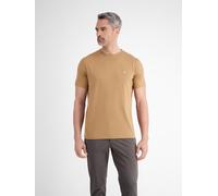 Rundhalsshirt LERROS, Herren, Gr. L, light coffee, Single Jersey, Obermaterial: 100% Baumwolle, unifarben, regular fit taillenbedeckt, Rundhals, Shirts Rundhalsshirt, mit Logo Stickerei (53272948-L) l