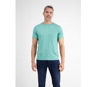 Rundhalsshirt LERROS, Herren, Gr. XXL, blau (fjord blau), Single Jersey, Obermaterial: 100% Baumwolle, unifarben, regular fit taillenbedeckt, Rundhals, Shirts Rundhalsshirt, mit Logo Stickerei (500621