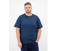 Rundhalsshirt LERROS "Sommerliches T-Shirt mit O-Neck in großen Größen", Herren, Gr. 3XL, blau (storm blau), 100% Baumwolle, Rundhals, Shirts Rundhalsshirt (81194513-XXXL) storm blau