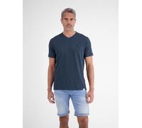 LERROS T-Shirt aus Baumwoll-Leinen-Mix in moderner 2-Tone-Optik - Storm Blue M