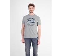 Rundhalsshirt LERROS "T-Shirt aus reiner Baumwolle mit lässigem Slogan-Print", Herren, Gr. XL, grau (platinum grau melange), 100% Baumwolle, Rundhals, Shirts Rundhalsshirt (31737800-XL) platinum grau 