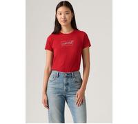 Rundhalsshirt LEVI'S "THE PERFECT TEE", Damen, Gr. L (40), rot (batwing iridescent r), Jersey, Obermaterial: 100% Baumwolle, bedruckt, figurbetont hüftlang, Rundhals, Shirts Rundhalsshirt, mit Logo im