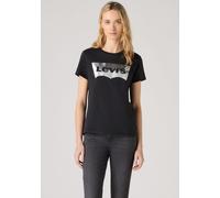 Rundhalsshirt LEVI'S "THE PERFECT TEE", Damen, Gr. L (40), schwarz (schwarz, silber), Jersey, Obermaterial: 100% Baumwolle, bedruckt, figurbetont hüftlang, Rundhals, Shirts Rundhalsshirt, mit Logo im