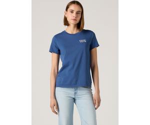 Rundhalsshirt LEVI'S "THE PERFECT TEE", Damen, Gr. L, blau (lse the perfect tee lse_bw mini flowers true navy), Jersey, Obermaterial: 100% Baumwolle, figurbetont hüftlang, Rundhals, Shirts Rundhalsshi