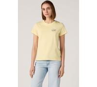 Rundhalsshirt LEVI'S "THE PERFECT TEE", Damen, Gr. L, gelb (lse the perfect tee lse_bw mini emb french vanilla), Jersey, Obermaterial: 100% Baumwolle, figurbetont hüftlang, Rundhals, Shirts Rundhalssh