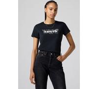 Rundhalsshirt LEVI'S "THE PERFECT TEE", Damen, Gr. S (36), xmas bw fill 1 anthr, Jersey, Obermaterial: 100% Baumwolle, bedruckt, figurbetont hüftlang, Rundhals, Shirts Rundhalsshirt, mit Logo im Metal