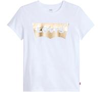 Rundhalsshirt LEVI'S "THE PERFECT TEE", Damen, Gr. XS (32), gold (weiß, gold), Jersey, Obermaterial: 100% Baumwolle, bedruckt, figurbetont hüftlang, Rundhals, Shirts Rundhalsshirt, mit Logo im Metalli