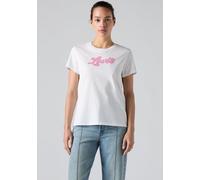 Rundhalsshirt LEVI'S "THE PERFECT TEE", Damen, Gr. XS (34), weiß (lse_large batwing, pink logo hellweiß), Jersey, Obermaterial: 100% Baumwolle, figurbetont hüftlang, Rundhals, Shirts Rundhalsshirt, mi