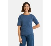 Rundhalsshirt LIEBLINGSSTÜCK "CandiceEP", Damen, Gr. 4XL (48), blau (schwarz denim), Jersey, Obermaterial: 95% Baumwolle, 5% Elasthan, clean, unifarben, regular fit taillenbedeckt, Rundhals, Shirts Ru