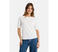 Rundhalsshirt LIEBLINGSSTÜCK "CandiceEP", Damen, Gr. M, sanftes weiß, Jersey, Obermaterial: 95% Baumwolle, 5% Elasthan, unifarben, regular fit taillenbedeckt, Rundhals, Shirts Rundhalsshirt, mit State