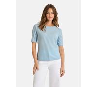 Rundhalsshirt LIEBLINGSSTÜCK "CandiceEP", Damen, Gr. XL (42), blau (skyway), Jersey, Obermaterial: 95% Baumwolle, 5% Elasthan, clean, unifarben, regular fit taillenbedeckt, Rundhals, Shirts Rundhalssh