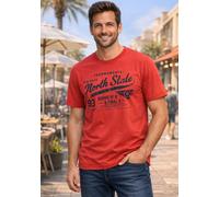 Rundhalsshirt MAN'S WORLD, Herren, Gr. 3XL (64/66), rot, Single Jersey, Obermaterial: 100% Baumwolle, bedruckt, regular fit, Rundhals, Shirts Rundhalsshirt, Kurzarm, bedruckt, Rundhalsausschnitt, aus