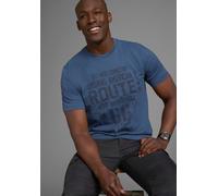 Rundhalsshirt MAN'S WORLD, Herren, Gr. 5XL (72/74), blau (rauchblau), Single Jersey, Obermaterial: 100% Baumwolle, bedruckt, regular fit, Rundhals, Shirts Rundhalsshirt, kurzärmelig, lässige Passform,