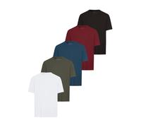 Rundhalsshirt MAN'S WORLD, Herren, Gr. S (44/46), blau (wss,khaki, rot, petrol, schwarz), Single Jersey, Obermaterial: 100% Baumwolle, unifarben, Basic, regular fit, Rundhals, Shirts Rundhalsshirt, Ku