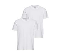 Rundhalsshirt MAN'S WORLD, Herren, Gr. S (44/46), weiß (2x weiß), Single Jersey, Obermaterial: 100% Baumwolle, unifarben, Basic, normal, Rundhals, normaler Saum, Shirts Rundhalsshirt, Kurzarm, unifarb