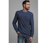 Rundhalsshirt MAN'S WORLD "Neue Kollektion", Herren, Gr. 3XL, blau (rauchblau), Single Jersey, Obermaterial: 100% Baumwolle, bedruckt, regular fit, Rundhals, Bündchen, Shirts Rundhalsshirt, mit Bündch