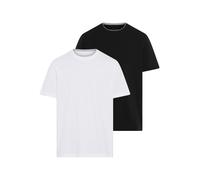 Rundhalsshirt MAN'S WORLD "Neue Kollektion", Herren, Gr. L (52/54), schwarz (weiß, schwarz), Single Jersey, Obermaterial: 100% Baumwolle. Obermaterial weiß: 100% Baumwolle, unifarben mit Farbeinsatz,