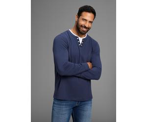 Rundhalsshirt MAN'S WORLD "Neue Kollektion", Herren, Gr. S (44/46), dunkelblau, Single Jersey, Obermaterial: 100% Baumwolle. Einsatz: 100% Baumwolle, unifarben mit Farbeinsatz, regular fit, Rundhals,