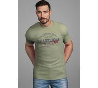 Rundhalsshirt MAN'S WORLD "Neue Kollektion", Herren, Gr. XL (56/58), khaki, Single Jersey, Obermaterial: 100% Baumwolle, bedruckt, regular fit, Rundhals, Shirts Rundhalsshirt, mit Print (92953055-XL) 