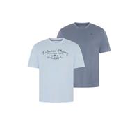 Rundhalsshirt MAN'S WORLD PLUS "auch in Grosse Größen r. 7XL Ärmel-Fit", Herren, Gr. L (52/54), hellblau, grau, Single Jersey, Obermaterial: 100% Baumwolle, bedruckt, regular fit normal, Rundhals