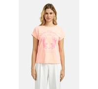 Rundhalsshirt MILANO ITALY, Damen, Gr. L, rosa (orange), Single Jersey, Material: 100% Baumwolle, bedruckt, regular fit normal, Rundhals, angeschnitten, Shirts Rundhalsshirt, mit überschnittener Schul