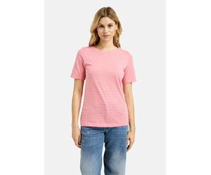 Rundhalsshirt MILANO ITALY, Damen, Gr. L, rot (lobster), Single Jersey, Material: 100% Baumwolle, gestreift, regular fit normal, U-Boot-Ausschnitt, eingesetzt gerader Abschluss, Shirts Rundhalsshirt,