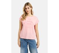 Rundhalsshirt MILANO ITALY, Damen, Gr. M, rosa (light lobster), Single Jersey, Material: 100% Baumwolle, bedruckt, regular fit normal, Rundhals, angeschnitten, Shirts Rundhalsshirt, mit überschnittene