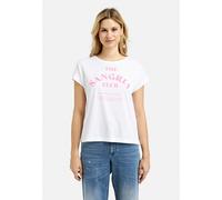 Rundhalsshirt MILANO ITALY, Damen, Gr. M, weiß, Single Jersey, Material: 100% Baumwolle, bedruckt, regular fit normal, Rundhals, angeschnitten, Shirts Rundhalsshirt, mit überschnittenen Schultern (130