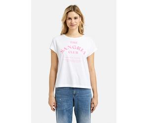 Rundhalsshirt MILANO ITALY, Damen, Gr. M, weiß, Single Jersey, Material: 100% Baumwolle, bedruckt, regular fit normal, Rundhals, angeschnitten, Shirts Rundhalsshirt, mit überschnittenen Schultern (130