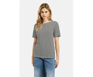 Rundhalsshirt MILANO ITALY, Damen, Gr. S, schwarz, Single Jersey, Material: 100% Baumwolle, gestreift, regular fit normal, U-Boot-Ausschnitt, eingesetzt gerader Abschluss, Shirts Rundhalsshirt, aus Ba