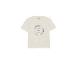 Rundhalsshirt MINYMO "Rundhalsshirt MIT-shirt SS", Mädchen, Gr. 128, beige (marshmallow weiß), Obermaterial: 95% Baumwolle CO. 5% Elasthan EL., Shirts Rundhalsshirt (58727417-128) marshmallow weiß