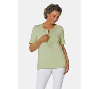 Rundhalsshirt mit Häkelspitze grün 54