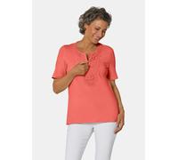 Rundhalsshirt mit Häkelspitze rot 40