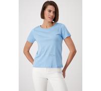 Rundhalsshirt MONARI, Damen, Gr. 38, spring water, Jersey, Obermaterial: 100% Baumwolle, unifarben, regular fit normal, Rundhals, eingesetzt,Ärmel ohne Ärmelschlitz abgesteppte Kante, Shirts Rundhalss