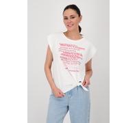 Rundhalsshirt MONARI, Damen, Gr. 40, rosa (ecru rosa gemustert), Web, Obermaterial: 100% Baumwolle, gemustert, mehrfarbig, regular fit normal, Rundhals, angeschnitten gerader Abschluss, Shirts Rundhal