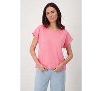 Rundhalsshirt MONARI "Shirt Basic Pima uni", Damen, Gr. 44, rot (coral pink), Web, Obermaterial: 100% Baumwolle, clean, unifarben, regular fit normal, Rundhals, angeschnitten Aufschlag, Shirts Rundhal
