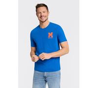 Rundhalsshirt MUSTANG "Alex Logo Brust", Damen, Gr. XXL, nautical blau, Jersey, Obermaterial: 100% Baumwolle, bedruckt, normal hüftbedeckend, Rundhals, Shirts Rundhalsshirt, mit Logoprint (22825415-XX