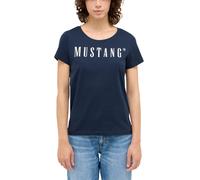 Mustang T-Shirt Style Alma Damen 100% Baumwolle Rundhals Regular Fit mit Logo-Print Dunkelblau S