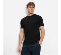 Rundhalsshirt OLYMP, Herren, Gr. XXL, schwarz, Jersey, Obermaterial: 95% Leinen, 5% Elasthan, unifarben, regular fit hüftbedeckend, Rundhals, Shirts Rundhalsshirt, aus Leinen (94694734-XXL) schwarz