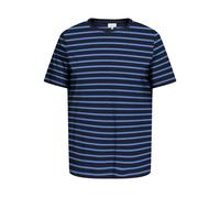 Rundhalsshirt ONLY CARMAKOMA "CARBLOOM LIFE S/S TOP JRS", Damen, Gr. L, blau (night sky stripes:(blake) ultramarine), Jersey, Obermaterial: 100% Baumwolle, gestreift, regular fit normal, Rundhals, Shi