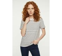 Rundhalsshirt ONLY CARMAKOMA "CARBLOOM LIFE S/S TOP JRS", Damen, Gr. L, cloud dancer stripes:(dina) schwarz, Jersey, Obermaterial: 100% Baumwolle, gestreift, regular fit normal, Rundhals, Shirts Rundh